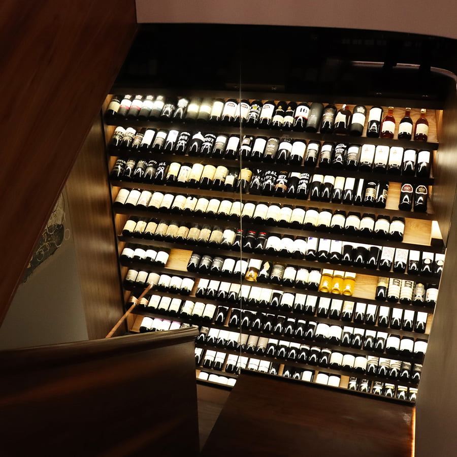 top view of wine cellar